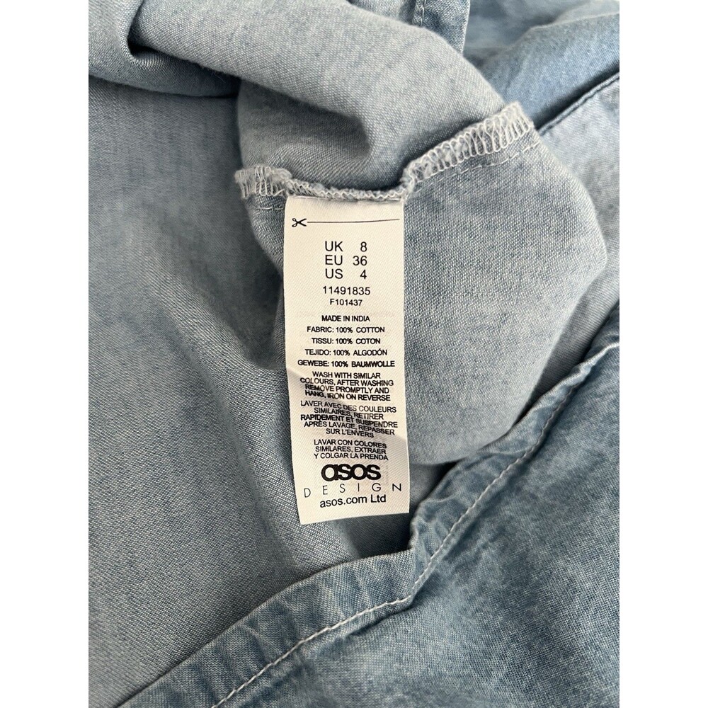 ASOS Soft Denim Babydoll Midi Dress Cotton Size 4 EUC - Picture 10 of 10